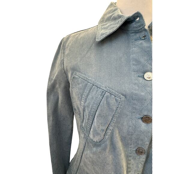 Versace Jeans Couture VTG Womens Blue Button Corduroy Collared Basic Jacket M - Picture 10 of 16